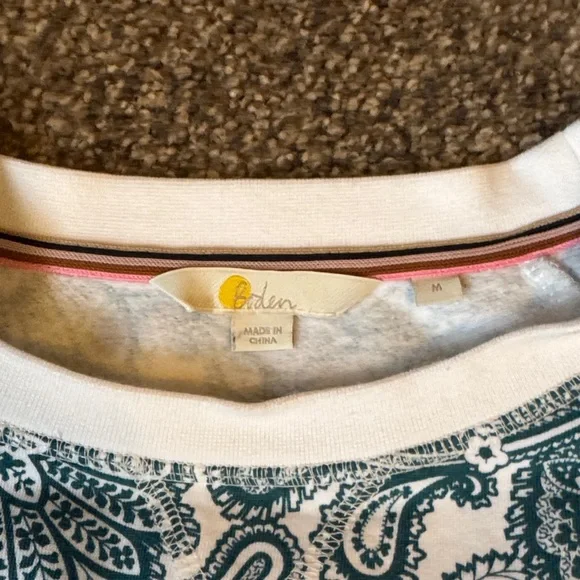 Boden: Dark green and White Paisley Sweatshirt - Picture 2 of 3